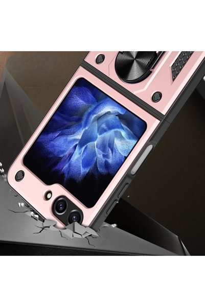 XGSM Carcasă blindată pentru Samsung Galaxy Z Flip5 5G, Nox Case Ring, auriu roz