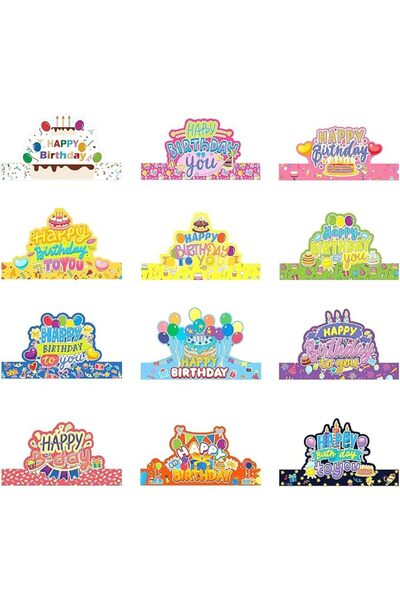 TERRIFI Party Hats for Kids and Adults, 12pcs Birthday Party Cone Hats Bulk, ...