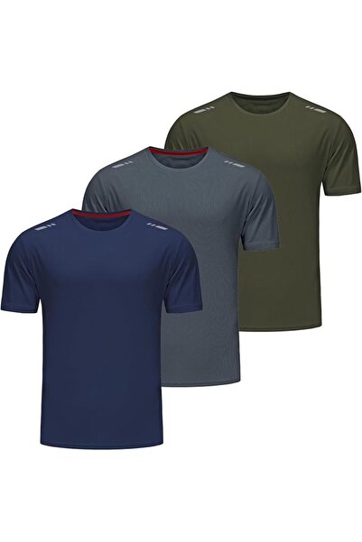 GENERAL 3 Pack Mens Running T-shirts Quick Dry Short Sleeve Crew Neck Sports ...
