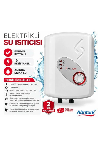 By Minisan Elektrikli Su Isıtıcısı Ani Su Isıtıcı Şofben 3 Kademeli Emniyet Sistemli