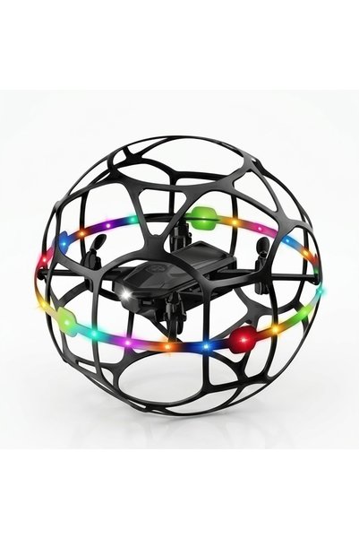 mwx teknoloji T36 Kafesli Futbol Topu Drone LED Işıklı HD Kameralı Sensörlü Mini Quadcopter (250g Altı İzin Gerektirmez)