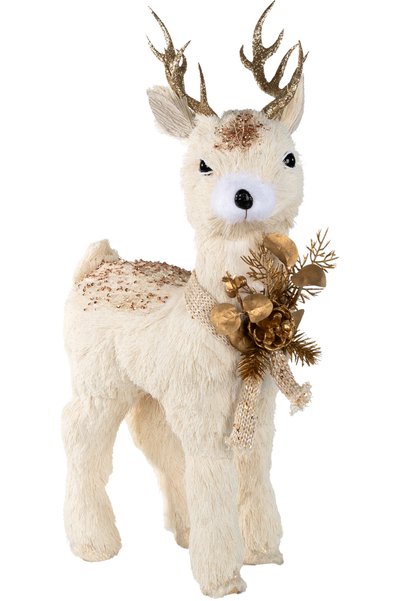 Herdekora Christmas Ornament Decorated Deer Cream-Gold 30X53 Cm.