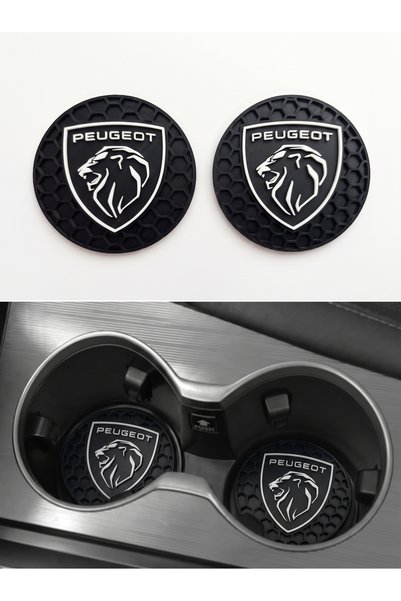 Peugeot Uyumlu Araba Bardaklık Altlığı 2'li Takım - 208 308 2008 3008 5008 Uyumlu Bal Peteği Desenli Bardak Tutucu Mat Sert Plastik Model