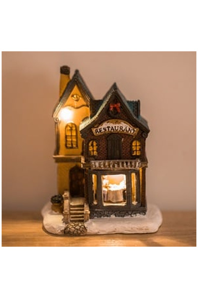 OEM Christmas Restaurant Scene with LED Light 10x8x13.5cm