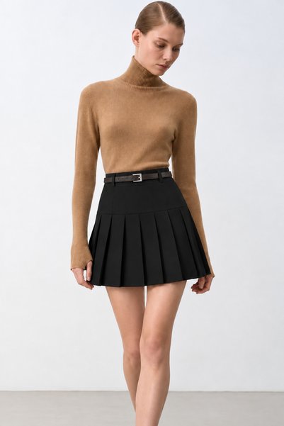 LA&B&LA Belted Pleated Mini Skirt