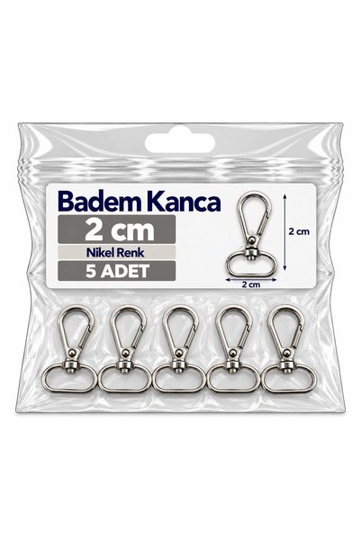 Mg Aksesuar Paracord Accessory 2 cm Almond Hook Nickel Color * 5 Pcs