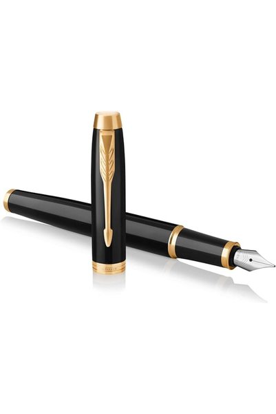 Parker قلم حبر IM |   قهوة داكنة |   قلم حبر متوسط الحجم مع خرطوشة حبر زرقاء ...