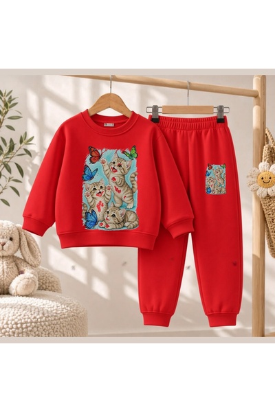 playwear Team Sweatshirt Tablo Catssprinted Girls Boys Crew Neck