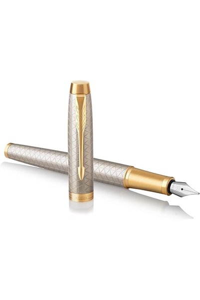 Parker قلم حبر IM |   معدن مصقول |   قلم حبر متوسط الحجم مع خرطوشة حبر زرقاء ...