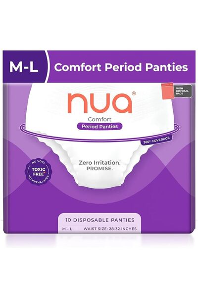 GENERAL Nua 360° Comfort Period Panty, 10 M-L Pants | Leakproof Disposable Pa...