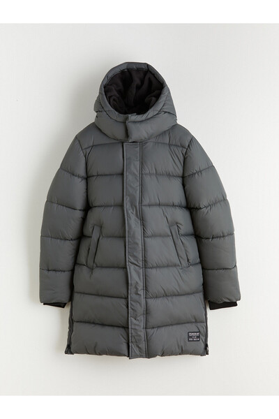 LC Waikiki Vizyon New Season Gray Hooded Boys' Puffer Coat