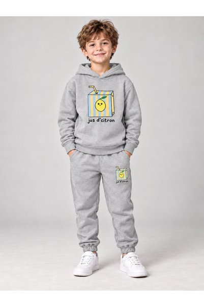 LB little bosses طقم رياضي شتوي للأطفال للجنسين (ليمون)