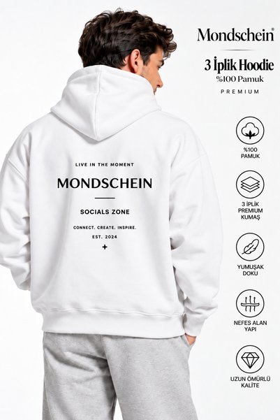 Mondschein مجموعة من قطعتين هودي للجنسين بمقاس كبير، سويت شيرت بقلنسوة من Social Zone، مصنوع من القطن بنسبة 100%
