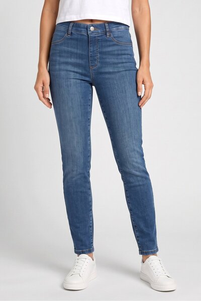 CAMAİEU Women Regular Fit Washed Stretchable Jeans, Blue