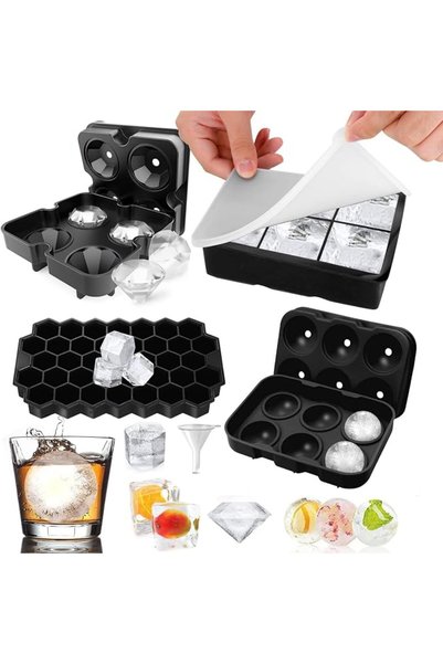 Generic قوالب مكعبات الثلج (مجموعة من 4 قطع) قوالب سيليكون لصنع مكعبات الثلج ...