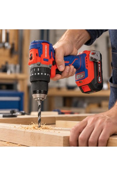Workpro WP390019 20Volt 2.0Ah Li-ion 65Nm. Çift Akülü Kömürsüz Profesyonel Şarjlı Darbeli Matkap
