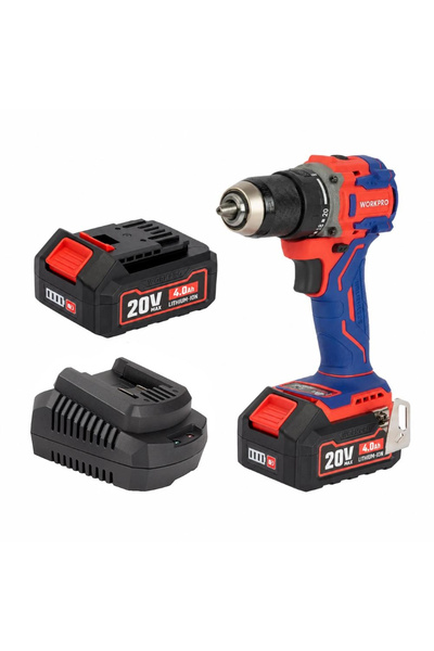 Workpro WP390023 20Volt 4.0Ah Li-ion 65Nm. Çift Akülü Kömürsüz Profesyonel Şarjlı Matkap