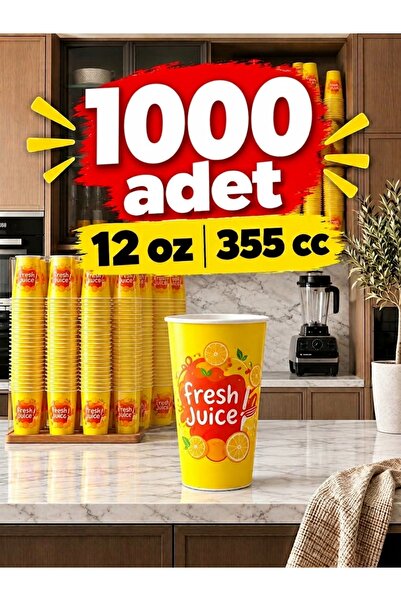 12 oz 355 cc Fresh Juice Tasarımlı Karton Bardak (1000 Adet)