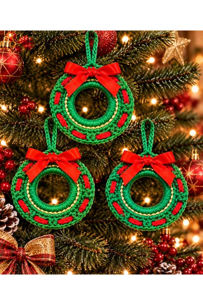 MAVEA 3-Piece Knitted Christmas Ornaments