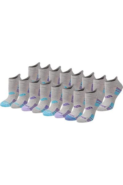 SAUCONY Women's Multipack Performance Heel Tab Athletic Socks (Pack of 16)