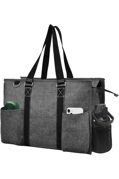 NGIL Zip-Top Tote Bag with Exterior Pockets for Working Women, Teachers, Nurs...