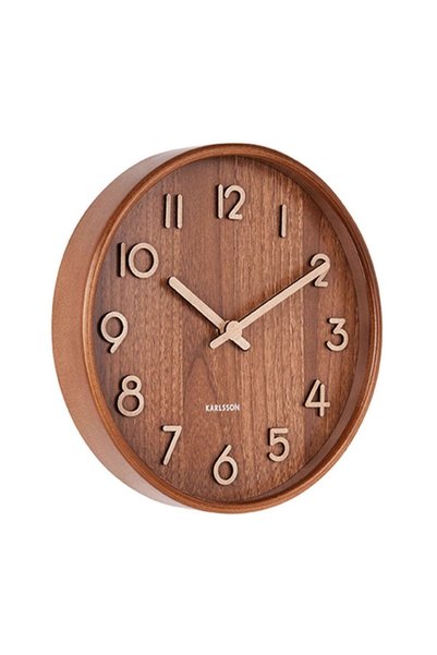Karlsson Αμιγώς Ξύλινο Ρολόι Τοίχου, Καφέ, 22 εκ., KA5808DW