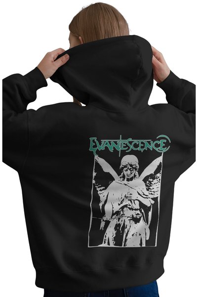SEVBANO Hanorac premium supradimensionat unisex cu imprimeu Evanescence Rock ...