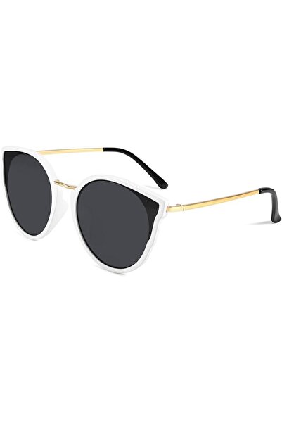 FEISEDY Vintage Polarized Cat Eye Sunglasses for Women Oversized Round Anti G...