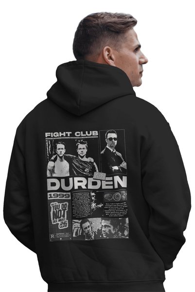 SEVBANO Hanorac premium oversize unisex cu imprimeu film Fight Club Tyler Durden