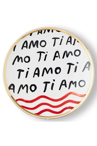 Bitossi Home Ti Amo Dipinto Porcelain Dessert Plate, 17 cm, Multicolor