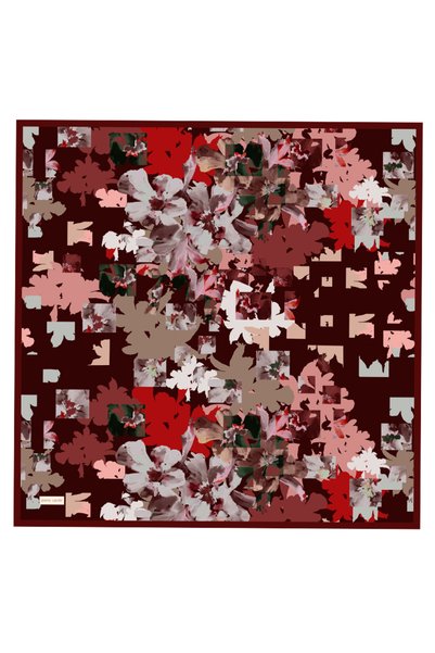 Pierre Cardin Burgundy 90X90 Silk Twill Scarf