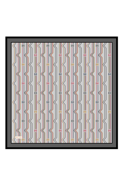 Pierre Cardin وشاح حريري فضي مقاس 90×90