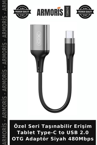 Armoris محول محمول من النوع C إلى USB 2.0 OTG من سلسلة خاصة باللون الأسود بسر...