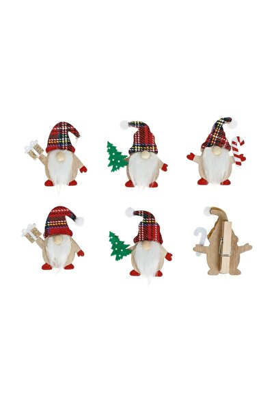 OEM Cleștișori Decorativi din Lemn de Crăciun cu Figurină Gnome cu Căciulă Ro...