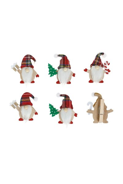OEM Cleștișori Decorativi din Lemn de Crăciun cu Figurină Gnome cu Căciulă Ro...