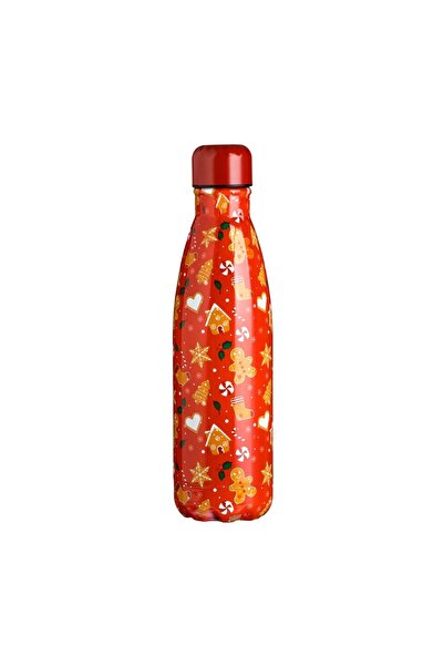 OEM Sticlă Apa – Termos Roșu cu Model Biscuiți de Crăciun 600 ml – Recipient ...