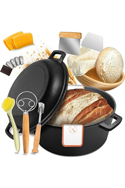 NIUB Dutch Oven for Bread Baking, 5 QT Pre-Seasoned Pot with Skillet Lid, Inc...
