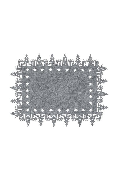 OEM Suport Farfurii din Fetru Gri cu Model de Crăciun 39x30cm