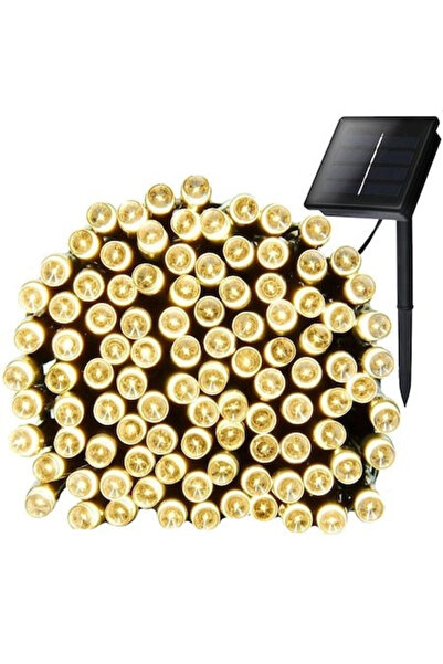 OEM Instalatie solara decorativa, 100 LED-uri, alb cald, 12 m, 2 moduri ilumi...
