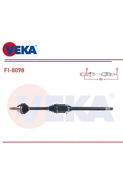 Veka KOMPLE AKS SAĞ FİAT EGEA 1,6D MJT 2015+ OTOMATİK VİTES 987 MM. 52017989 FI-8098