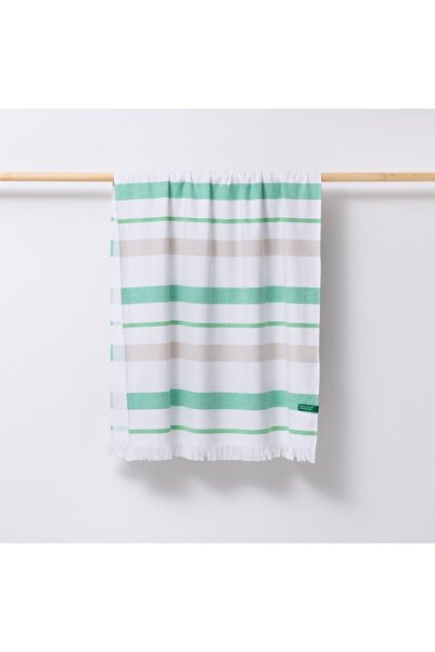 Benetton Adda Μπεζ-Γκρι Βαμβακερή Πετσέτα Θαλάσσης, 80 x 165 εκ.