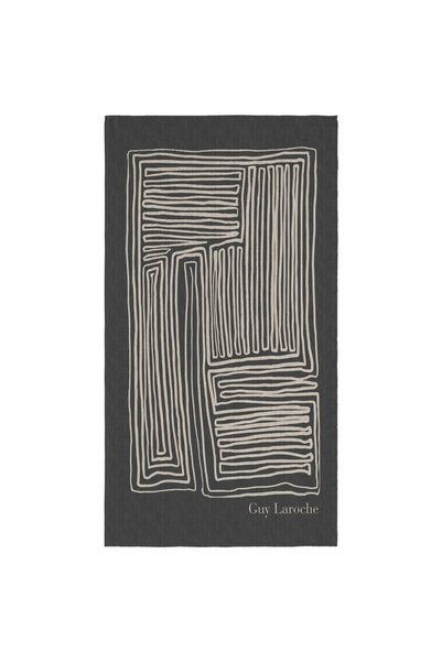 Guy Laroche 2602 02 Σκούρο Γκρι Τυπωμένη Βελουτέ Πετσέτα Θαλάσσης, 100 x 175 εκ.