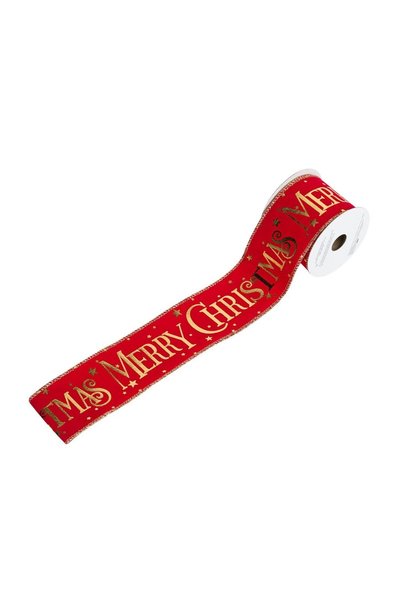 OEM Panglica pentru Brad de Crăciun Catifelata Roșie Aurie Merry Christmas 5m...