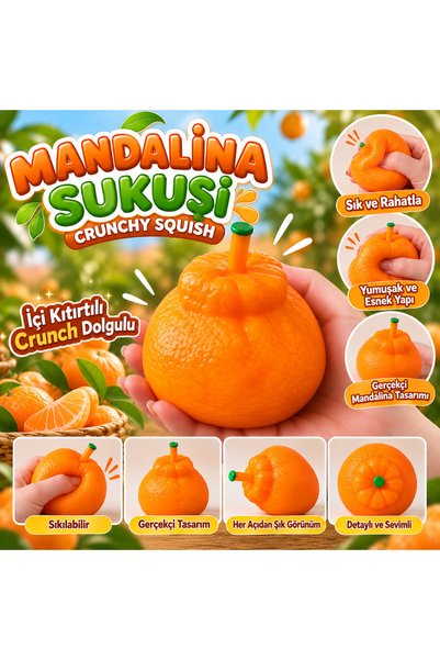 Gezinfini Hediyelik Crunchy Mandalina Squish | İçi kıtır dolgulu Mandalina Su...
