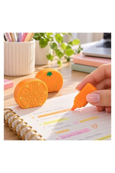 OEM Mini Evidențiator Portocaliu 6,5 cm cu Capac Portocală – Format Compact ș...