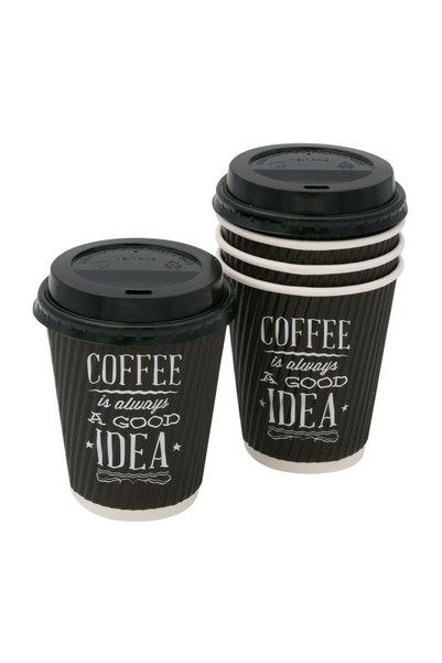 OEM Set 10 Pahare din Carton pentru Cafea, 360 ml, cu Capac – Pentru Băuturi ...