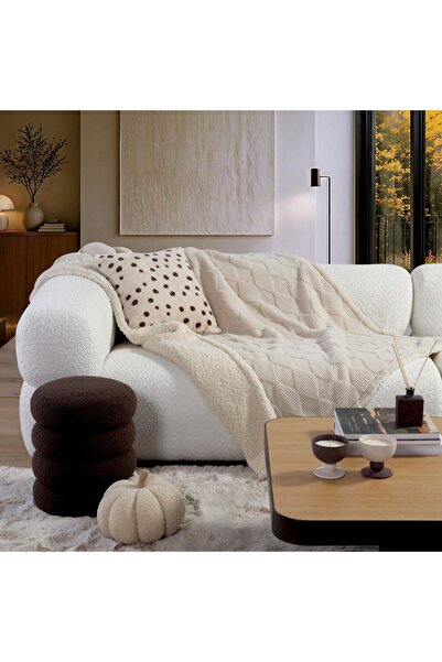 Nef Nef Homeware Nef-Nef Homeware Mizenie Εκρού Ριχτάρι Καναπέ, 130 x 180 εκ.