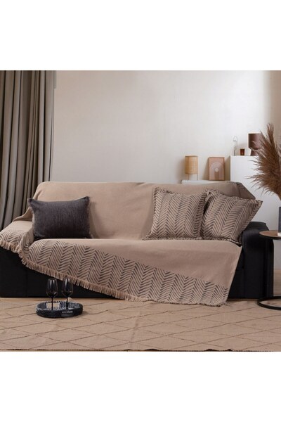 Nef Nef Homeware Nef-Nef Marty Μπεζ Ριχτάρι για Τριθέσιο Καναπέ, 170 x 300 εκ.