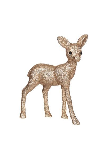 OEM Figurina Decorativa de Crăciun Ren cu Glitter Bej Sampanie 16 cm