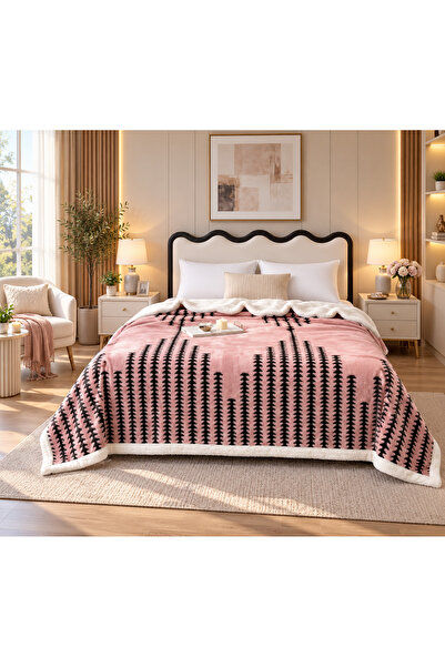 CHIRASO Cocolino Blanket with Faux Fur Lining, Elegant Design, 200x230 cm, So...